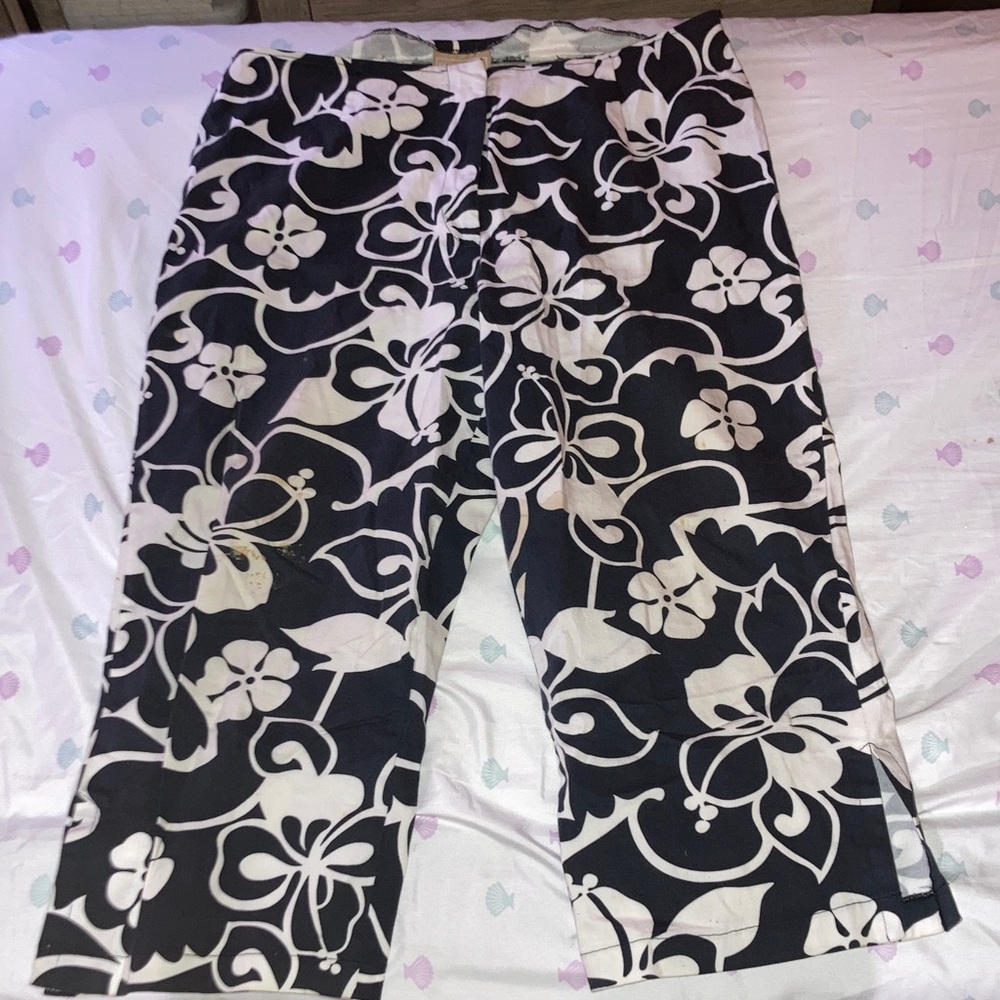Cotton Ginny Plus Black and White Floral Pants